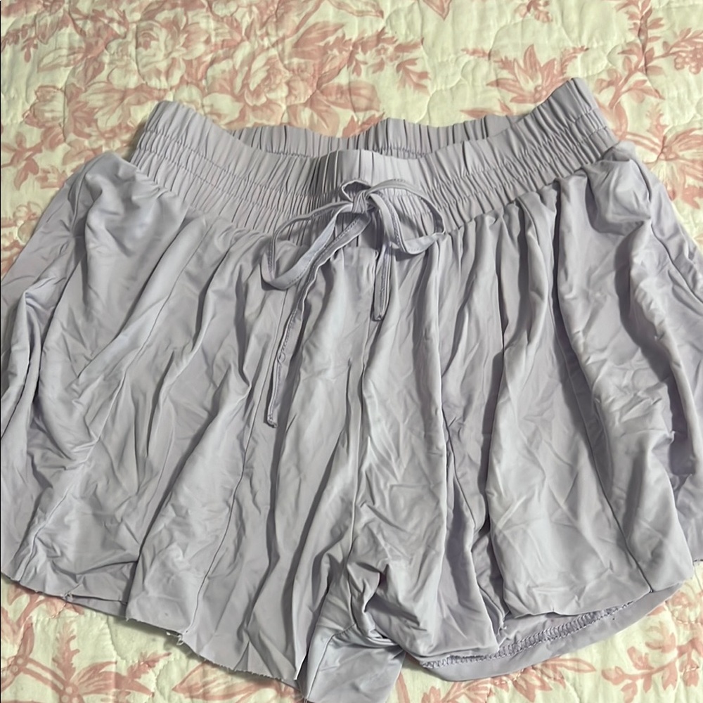 Light purple Elastic Waist Shorts